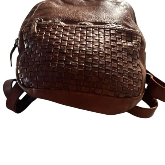 Vilenca Holland Genuine Leather Woven Backpack Cognac Brown main image 6